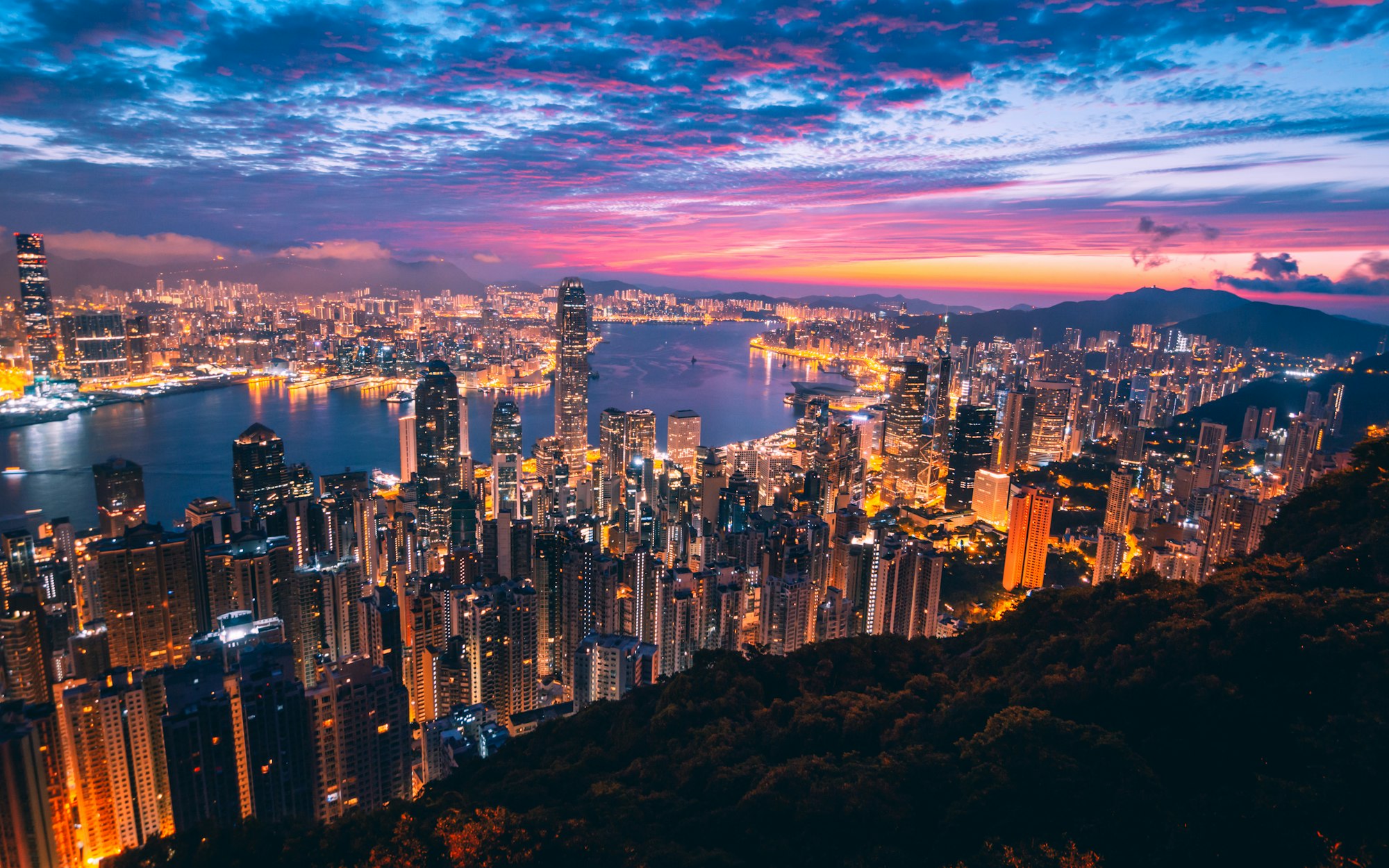 Hong Kong skyline at dusk
